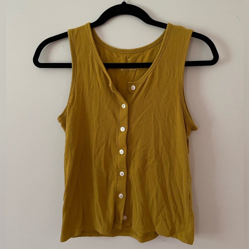 Everlane Mustard Button-Up Tank Top